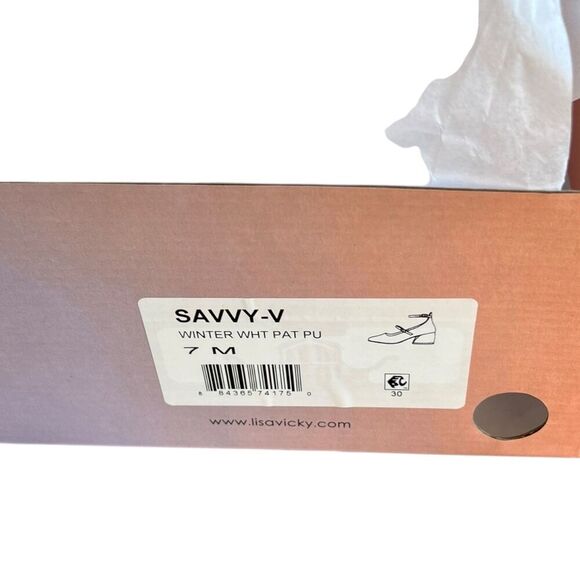 Lisa Vicky Winter White Patent PU Savvy Ankle Strap Pump 7 - Picture 5 of 5